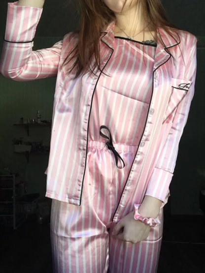 JRMISSLI pyjamas women 7 pieces Pink pajamas sets satin silk Sexy lingerie home wear sleepwear pyjamas set pijama woman