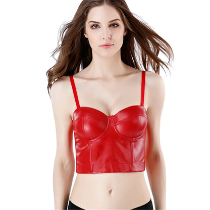 Wechery Women Leather Corset Top Crop Bustier Gothic Bra Push Up Bodice Sexy Lingerie Corselet Party Short Camis Plus Size 6XL